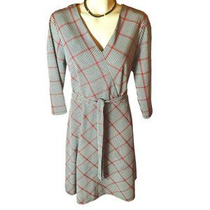 Shelby and Palmer Dress Houndstooth Plaid Fit and Flare Dress Size 14 EUC